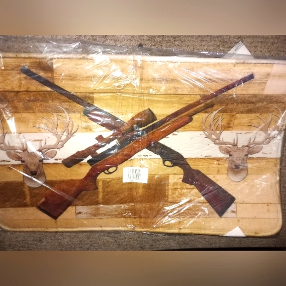 Bath Nwt Deer Hunting Bath Mat Rifle Shotgun Hunt Hunter Man Cave